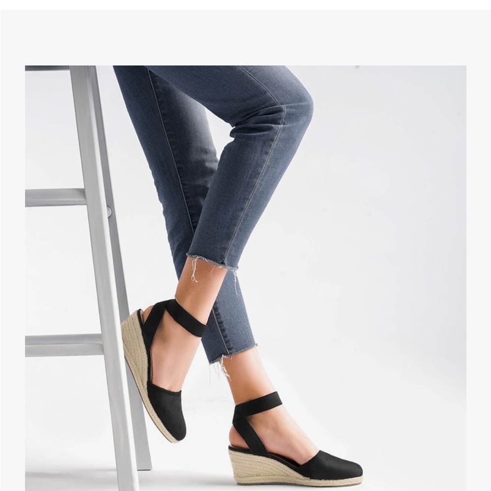 Dream Pairs Black Espadrille Wedge Sandals